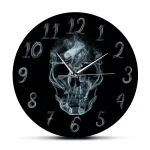 Smoke Smoking Kills on Skull Face Wall Clock Black Skeleton Fire Personality Home Decor Silent Movement Hanging Clock Wall Watch