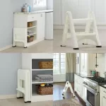 Two-Step Folding Foot Stool 14-Inch High White 300 Pound Capacity Small Step Stool for Adults/Kids for Use in Library/Kitchen/Ba