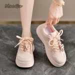 Thick Sole Women's Vulcanize Shoes Cute Cat's Paw Flat Lace Up Sneakers Korea Style Chic Ladies Casual Shoes School Walking