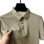 Summer New Men's Lop-up Hollow Short-sleeved Polo Tee Shirt Ice Silk Breathable Business Fashion T-Shirt Male Brand Clothes
