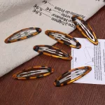 Korean Style Vintage Leopard Print Hairpins Oval Y2K Bangs Hairclips Hairstyle Decorations Headwear for Women Girls