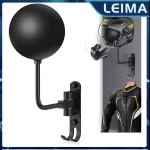 1pc Motorcycle Helmet Rack Wall Mount Helmet Holder 180° Rotation Helmet Hanger W/Hooks for Coats Caps Bike Baseball Rugby Helme