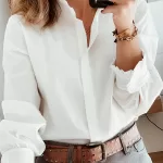 Temperament Loose Woman Shirt Fashion Casual Blouse Elegant long Sleeve Woman Shirt Holiday Weekend Top