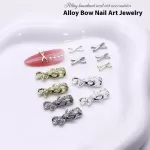 20Pcs 3D Exquisite Alloy Nail Art Charms Luxury Kawaii Bow Jewelry Gold Silver Nail Rhinestone Decoration DIY Accessories Parts