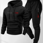 2025 letter printed sportswear set men's hooded sweatshirt long pants set spring and autumn winter warm suit