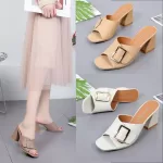 Heeled Open Toe Job Slides Outside Beige Shoes Women's Slippers and Ladies Sandals Rubber Eva Non Slip Korea Style New Vip Sale