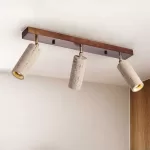 Wabi-Sabi Japanese Style Yellow Travertine Ceiling Lamp, Cave Stone 3 Heads Spotlight for Bedroom Cloakroom Aisle Clothing Store