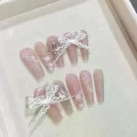 10pcs Lace Bow Nail Charms Parts Kawaii White Bows Decoration Accessories Nail Art Design Supplies