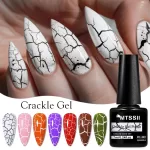 Mtssii 7ml Crackle Gel Nail Polish Cracking Nail Lacquer Quick Dry Nail Art Varnish Hybrid Semi Permanent Soak Off Base Top Coat