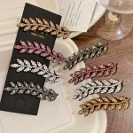 Elegant Hair Accessory Sparkling Hair Clip Trendy Hairpin Shining Rhinestone Barettes Wheat Shape Hairclip