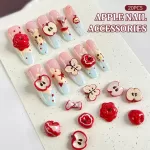 20PCS Novelty Creative Red Apple Resin Nail Charms Adorable Simulatd Half Apple Nail Art Decorations DIY Phone Case Nails Parts