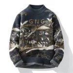 Men's thicken Fashion print Sweater 2024 Winter korea style fashion men wool fashion Warm Sweaters Men wool pullovers male