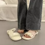 Square Toe Beach Ladies Shoes Comfortable and Elegant Designer Summer Women's Sandals Sale Korea Chic Low Price Shoe Sales Daily
