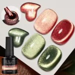 AWStorG Golden Gradient Cat Eye Magnetic Gel Nail Polish Red Green UV LED Soak Off Gel Varnish Crystal Cat Eye Gel Lacquer