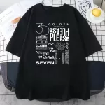 Golden T-shirt Harajuku Standing Next To You Short Sleeved Retro Seven Piece Pullover Sports T-shirt South Korea Women Clothing