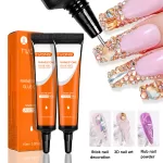 15mL Gel Nail Glue for Rhinestones for Nails Super Adhesive NO Wipe Nail Gem Glue for Nail Crystals Beads Diamonds Sticker 3D