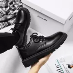 2025 Men Korea Leather Platform Oxfords Slip on Thick Tottom Male Derby Shoes Casual Loafers Mens Square Toe Formal Dress Shoes
