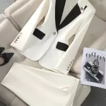Fashion Red Black Beige Women Pant Suit 2 Piece Set Office Ladies Female Business Work Wear Formal Blazer Jacket And Trouser