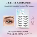Thai Style False Eyelashes Transparent Thin Stem One Piece Cross Strip Eye Lashes Natural Look Manga Anime Lash Extension