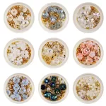 Shell Stone 3D Nail Charms Mixed Flower Pearl Beads Rhinestone Decoration Valentine Nails Accessories Supplies Luxury Parts 1Box