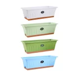 Garden Rectangular Flower Box Planter Plastic Outdoor Tray with Drainage Holes for Kitchen Balcony Porch