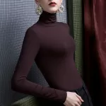 Pile Collar Bottom Shirt Women's T Shirts Thin Turtleneck Modal Inner Long Sleeve Women T-Shirt Versatile New For Lady