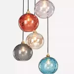 Nordic Modern Colored Water Ripple Glass Cover Long-line Small Pendant Lamp Bedroom Bedside Dining Room Atmosphere Pendant Lamp