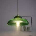 Vintage Glass Pendant Light Green Hanging Lamp Living Room Luminaire Hall Bedroom Dining Table Indoor Fixtures Lustre LED Decor