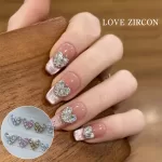 2Pcs Zircon Love Heart Diamond Nail Art Rhinestones Manicure Charms Decoration DIY Manicure Parts