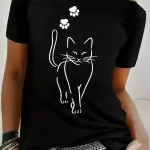Whimsical Cat Print T Shirt Cat Women Kawaii T-shirt Girl Casual Short Sleeve O Neck Top Summer Female Animal Clothing Tshirt
