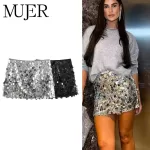 MUJER Sequin Mini Skirt Women Luxury High Waist Skirts for Woman Fashion Summer Women's Skirt Streetwear Glitter Short Skirt