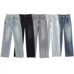 ETJ Wide-leg high-waisted jeans women's classic everything with five pockets washed soft comfortable ultra-long jeans6045022