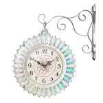 Resin Modern-Look Round Wall Hanging Double Sided Faces Classic Retro Station Clock Chandelier Wall Hanging Clock