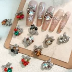 2pcs Christmas Wreath Flowers Zircon Crystals Rhinestone Nail Art Parts Jewelry Decorations Nails Accessories Charms Supplies