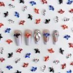 Bat Halloween Nail Charms Resin 3D Dark Series Bat Design Nails Decorations Supplies Parts DIY Ins Nail Art Accessories 20pcs