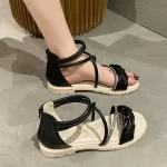 Summer 2025 Flat Rubber Woman Shoes Outdoor Korea Asian Size Sandals for Women Anti Slip Hot Comfortable Vintage Sandal Sales