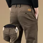 Brand Clothing Autumn Winter Cotton Fabric Casual Pants Men Grey Black Korea Work Classic Slim Fit Cargo Trousers Male 28-38