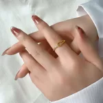 Fashion Titanium Steel Rings for Women Geometric Hollow Zirconia Simple Gold-color Jewelry Gifts Luxery Designer Women
