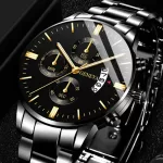 Luxury Stainless Steel Men Calendar Quartz Watch Fashion Mens Business Watches for Man Clock Reloj Hombre