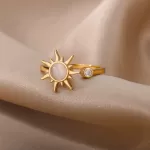 Anti Stress Anxiety Ring For Women Stainless Steel Sun Pendant Spinner Fidget Rings Fashion Birthday Jewelry Gift Free Shipping